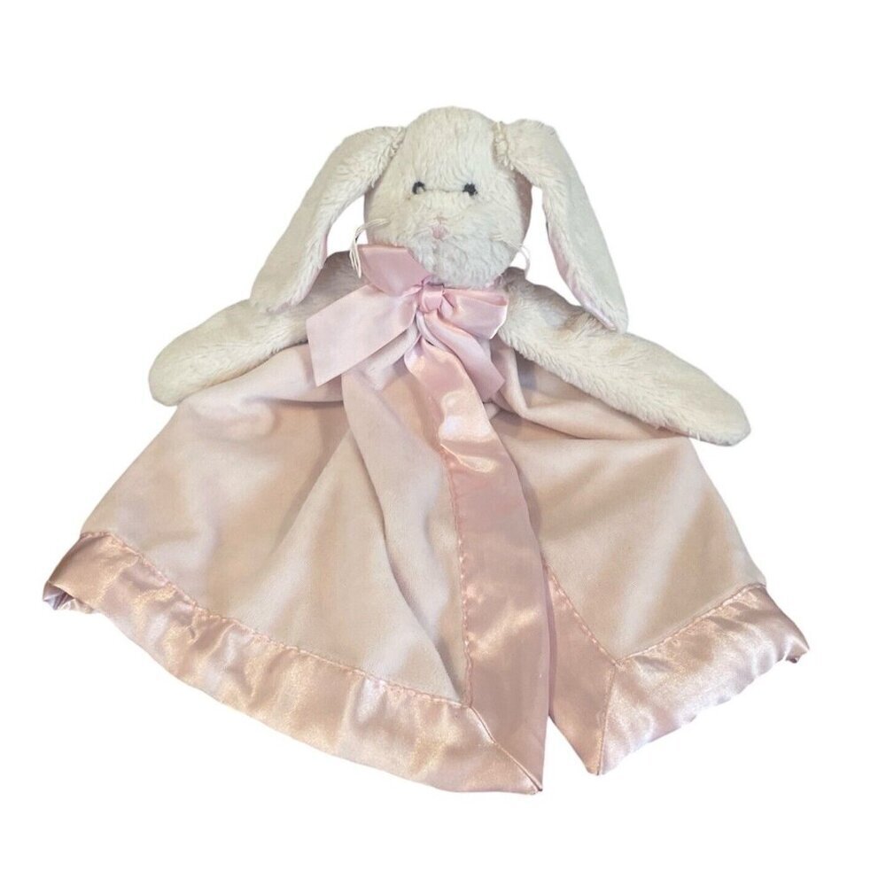 LOVEY Bearington Baby Collection Pink Plush Satin Bunny Rabbit SECURITY  BLANKET